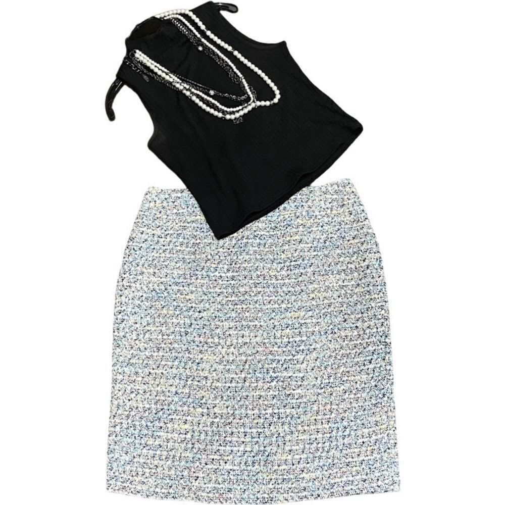 Tahari Multi Color Textured Lined Midi Skirt - image 2